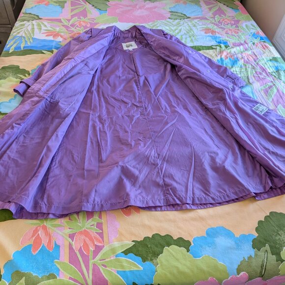 Fleet Street Long Purple Rain Tench Coat Jacket Size 10 - Picture 11 of 15